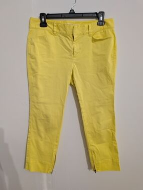 LOFT Bright Yellow Cropped Ankle Pants w/ Zipper At Ankles